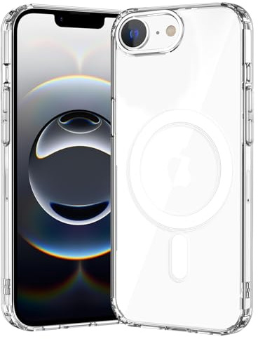 gueche für iPhone 16e, iPhone 17e Hülle, Kompatibel mit Mag-Safe, Schutz nach Militärstandard, [Anti-Vergilbung] Stoßfest Magnetisch Handyhülle iPhone 16e Case- Durchsichtig