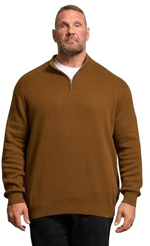 BadRhino Big & Tall Milano Quarter Zip Jumper - Men's - Plus Size Curve Brown