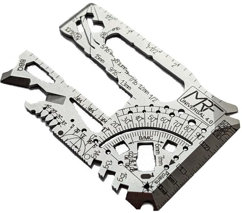 MRF Card Multitools Universal 4.0 Kreditkarte Multitool – 80+ Funktionen | 440C Stahl 2,4 mm Werkzeugkarte mit Schlüssel, Bit-Treiber, Lineale und Pry Bar | Heavy Duty EDC