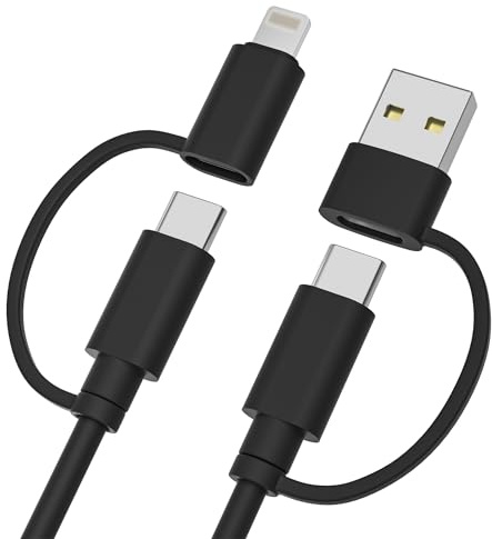 Elebase iPad 10th Generation Cavo Ricarica,Multiplo Multi USB C 4-in-1 Filo Caricabatterie Carica 1M,60W Cavetto Caricatore con Lightning/USB A Ports per iPad 9 8 7 Mini 6th 7th Air 4th 5th Pro 10th