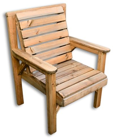 Wooden Garden Chair – Premium Solid Redwood Patio Chair, Fully Assembled No-Tool Outdoor Seat | Made in UK | 7–12 Day UK Delivery
