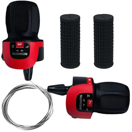 Genikeer 3X7-Gang Schalthebel | 1 Paar Rutschfeste Universelle Schalthebelgarnitur Für Schaltungen,Gummigriffe Lenker Für E-Bike Mountainbike City Trekking Fitness Kinder Outdoor