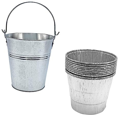 iplusmile 10 pièces Seau à Graisse Barbecue Portable avec Seau et Doublures Jetables Collecteur Huile pour Barbecue Extérieur Facile à Nettoyer