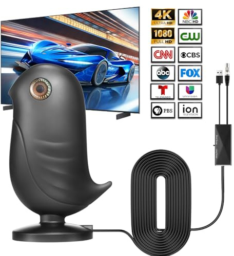 DVB-T & DVB-T2 Antennen mit Verstärker Innen,4K UHD Full HD Zimmerantenne für Fernseher, Großer Reichweite und 360° Empfang, TV Antenne für Alle Sender, 360° Empfang bis 650 km, Kostenlose Sender
