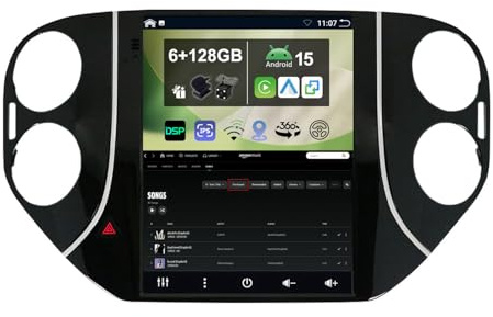 9.7 [6G+128G] Android 15 Radio Coche para Volkswagen VW Tiguan 2010-2016 con Carplay|Android Auto|DSP|Mirror Link-GPS Navi Navegador Radio con Bluetooth 5.0/WiFi/4G/FM/360 AHD Cámara