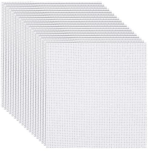 20 Stück Kreuzstich Stoff Zum Sticken Kreuzstich Sticken Aida Leinen Stoff Weiße Stickquadrate Stickerei Tuch Kreuzstichtuch Cross Stitch Fabric Für Heimstickerei Nähen Diy (15 X 15 Cm)
