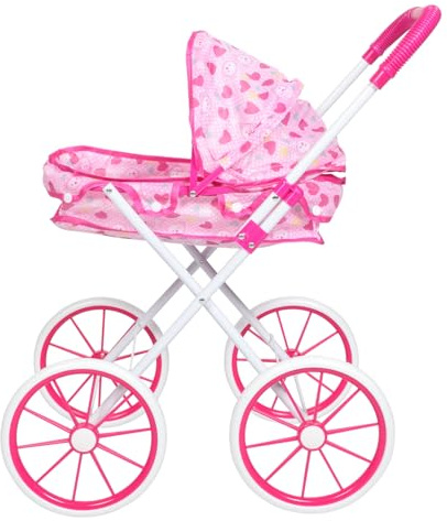 BESPORTBLE Passeggino Giocattolo per Bambole Rosa Accessori, Passeggino Jogger Spingibile, Set di Gioco di Finzione per Bambine, Dimensioni Generose per Giochi Educativi e Sviluppo