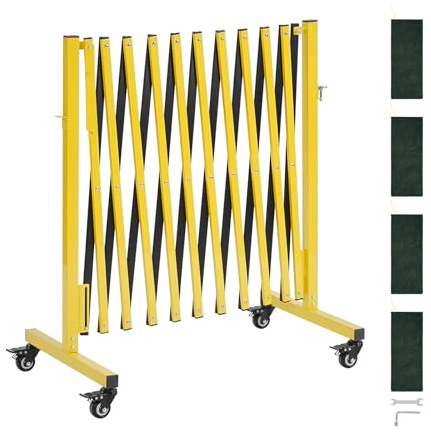 VEVOR Industrial Expandable Barricade, 13FT Expandable Safety Barrier, Flaxible Mobile Barricade with Locking Casters, Portable Folding Security Gate Traffic Fence for Driveway Warehouse Elevator