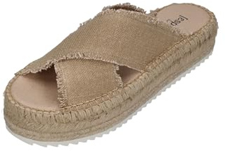 Espadrij L'ORIGINALE Damen Pantolette CROISETTE LINEN sable, Größe:37 EU