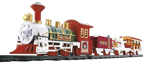 WEB2O Elektrischer Weihnachtszug – Sound und Licht – Weihnachtsdekoration Zug mit Wagen und Schienen Weihnachtsbaum Weihnachtsmann