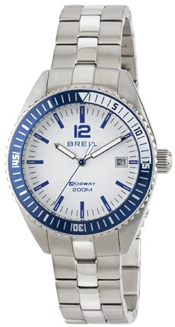 Breil Armbanduhr Mann und Frau Midway quadrante Weiss e uhrarmband in Stahl, Werk TIME JUST - 3H QUARZUHR