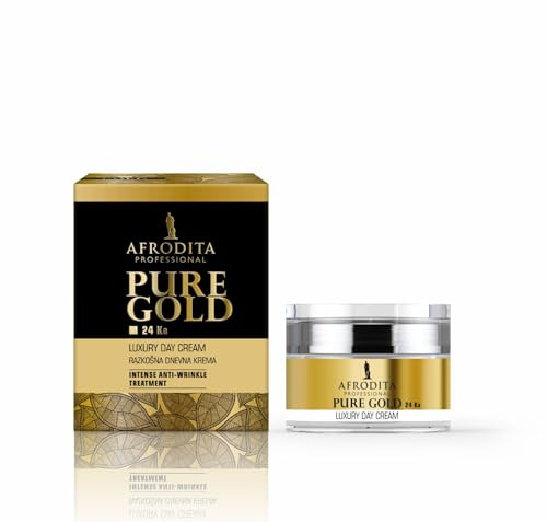 Afrodita Professional Pure Gold 24K Luxus Tagescreme, Anti-Aging Gesichtscreme für Damen, intensive Feuchtigkeit & Straffung für reife normale bis trockene Haut, vegan, 50 ml