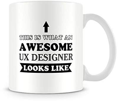Behind The Glass - Awesome UX Designer - Printed Funny Mug - Great Gift/Present Idea, Ceramic, 11fl.oz.