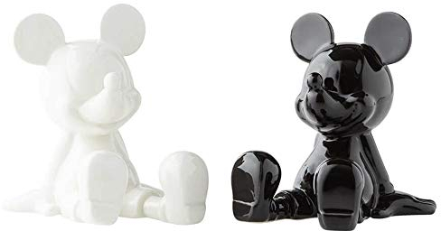Enesco Disney Ceramics Mickey Mouse - Salero y pimentero sentado de 3.5 pulgadas, blanco y negro