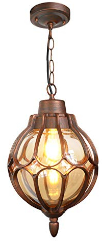 Hängeleuchte Vintage Industrie Hängelampe Rot Bronze Aluminium Und Glas Kugel Pendelleuchte E27 Höhenverstellbar Innen/Aussen Retro Pendellampe Esszimmer Kücheninsel Cafe Bar Balkon Flur 18 * 33 cm …