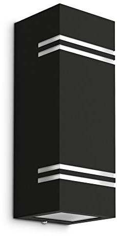 SSC-LUXon LED Wandaussenleuchte schwarz JOVO-L - mit 2 LED GU10 3W neutralweiß - Lampe wechselbar - Wandleuchte Up Down für Außen IP44