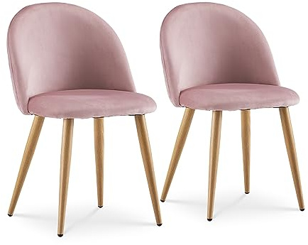 TUKAILAi Suite de 2 chaises en Velours avec Assise et Dossier Rose