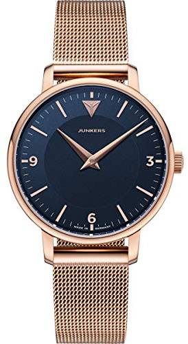 Junkers Therese Damen Analog Quarz Uhr Edelstahlarmband rosé blau 9.25.01.01.M