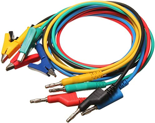 DollaTek Bananenstecker an Krokodilklemmen Kabel, 5-teiliges elektronisches Messkabelset 4 mm Bananenstecker Sicherheit Weicher Silikondrahtstapel 14AWG Verlängerungskabel Multimeter Testkabelsatz