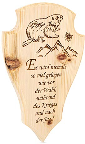 sagl.tirol Jäger Trophäenschild Wandbild aus Zirbe Des Jägers Ehrenschild (Es wird niemals)