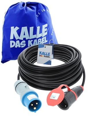 KALLE DAS KABEL CEE Stecker auf Schuko Kupplung 3G 1,5mm² 230V 16A 25 Meter | Adapterleitung Kalle Blue Camping Wohnmobil Caravan Landstrom Baustelle Outdoor robust flexibel langlebig