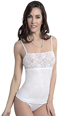 Confezione da 2 Pezzi Maglia Donna Spalla Stretta O Spalla Stretta A V in Filo di Scozia con Inserto in Pizzo - Anche Taglie CALIBRATE - Prodotto Made in Italy