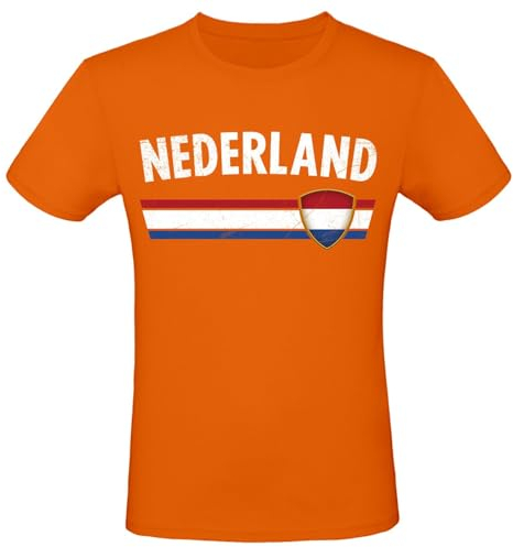 Alsino EM Fan Shirt Niederlande Europameisterschaft 100% Baumwolle T-Shirt Rundhals Fanartikel Alle Größen Herren Damen Fan-Shirt