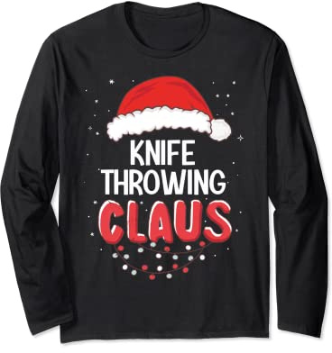 Knife Throwing Santa Claus Christmas Matching Costume Long Sleeve T-Shirt