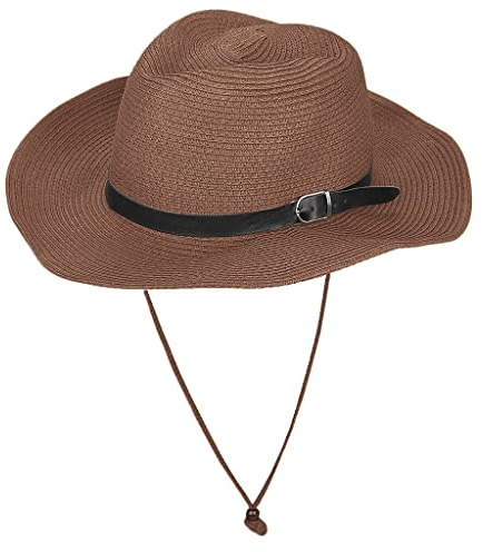 Men's Panama Cowboy Straw Hat - Windproof & Rollable Sun Hat - Perfect for Summer Beach & Western Riding
