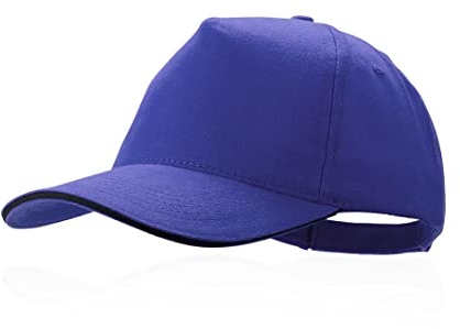 MIBANDERA 5-Panel-Kappe aus 100 % gekämmter Baumwolle, mit farbigem Sandwich-Polsterung, bestickte Belüftungslöcher und verstellbarer Verschluss, Herren-Kappe, Damen-Mützen., blau, 56 cm