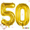 Smlpuame 102cm Folienballon Zahlen Luftballon 0-9 Geburtstag Golden Große 50 Ballons für Geburtstagsfeier Feierdekorationen, Heliumfolien Zahlenballons für Hochzeitstag
