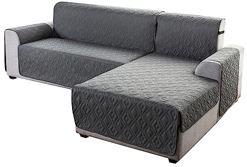 Genina Sektionale Couchbezüge für Hunde, L-förmige Sofabezüge, Chaiselounge, wendbare Couchbezüge für Sektionalsofa, L-förmige Möbelschoner für Haustiere, Kinder (Dunkelgrau, groß)