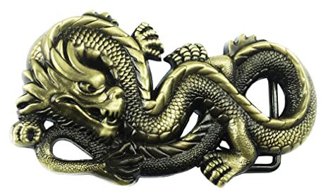 DT Boucle de ceinture unisexe 3D en forme de tête de dragon chinois - Thème mythique authentique - Cadeau d'anniversaire, de Noël, de fête des pères, 4