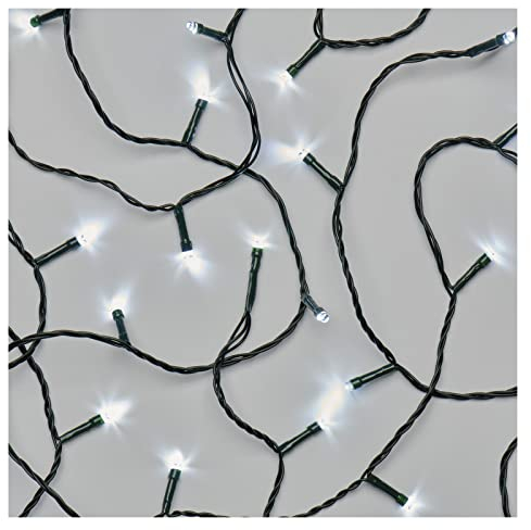 EMOS LED-Lichterkette kaltweiß für Innen und Außen, 12m lange IP44 Weihnachtslichterkette mit 120 LEDs + 5m Zuleitung und Netzteil, 6 Stunden Timer Funktion, für Party, Weihnachten, Deko