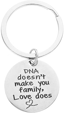 STOBOK Stiefeltern-Schlüsselanhänger, DNA macht Sie nicht zur Familie, Liebe macht Schlüsselanhänger, Edelstahl, Stiefeltern, Mutter, Vater, Kind, Schlüsselanhänger, Ornament