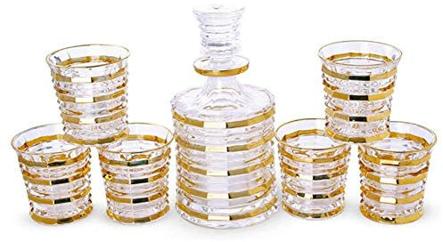 Carafe à Whisky 7 Pièces Ensemble Cristal Whisky Décanteur Or Cristal Verre Rétro Étranger Bouteille De Vin Rouge Vin Tasse Vin Ensemble Adapté for La Maison Cadeau (Color : A)