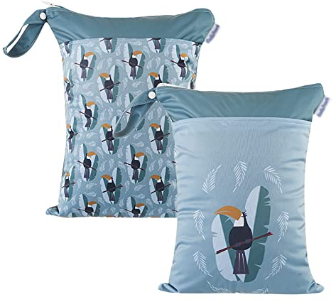 Maeau 2 Stück Wetbags für Stoffwindeln Windeltasche Wickeltasche Baby Wetbag Organiser Beutel Nasstaschen Kindergarten Nassbeutel Wiederverwendbare Wetbag Waschbar Gym Bag Wasserdicht, 30x40cm, 38