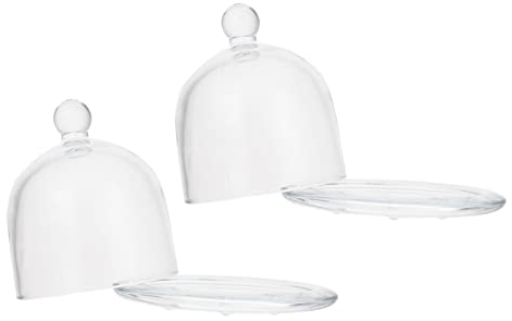 Cabilock 2pcs Glass Dessert Medium Cake Storage and Display Cover for Kitchen Elegant Food for Cakes Fruits and Pastries