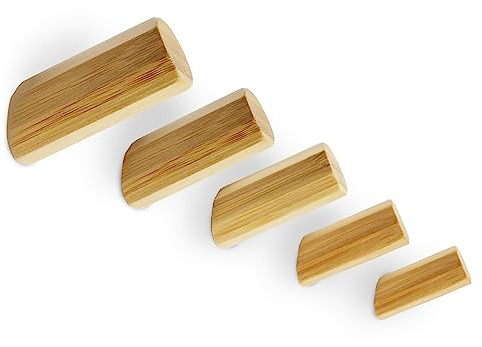 luXva® Bambus Wandhaken 5 Stück, stilvolle Kleiderhaken aus Holz für Jacken, Mäntel, Schals, Handtaschen, Hüte u. Mehr, minimalistische Garderobenhaken, Natur Haken