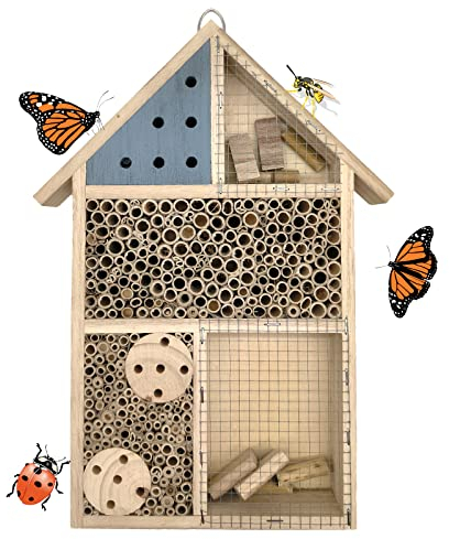 Büttner Insektenhotel 25x35x4cm Insektenhaus Nisthilfe Bienenhotel Hummelhotel Garten Kein Bausatz Insekten Hotel Insektenhotel für Hummel Käfer Holz Natur unbehandelt