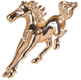 Brosche Schmuck Pferd aus Stahl in Kupfergold., 4,5 x 4 cm, Edelstahl