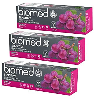 Biomed Sensitive 98% Natural Toothpaste | Sensitivity & Enamel Strengthening | Red Grape Seed Extract, Vegan, SLES Free 100g, Pack of 3