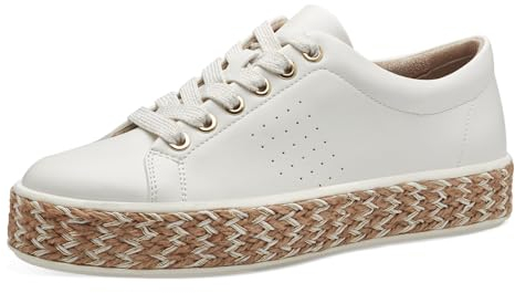 Jana Damen Sneaker flach mit Bastsohle Vegan, Weiß (White), 38 EU