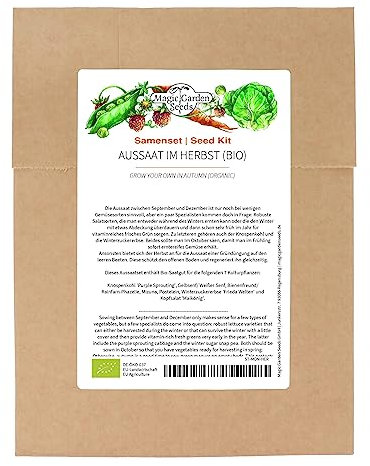 Aussaat im Herbst (Bio) - Samenset mit 7 Gemüsesorten, die zwischen September & Dezember ausgesät werden können