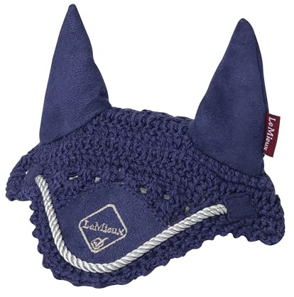 LeMieux Capuche anti-mouches pour poney - Oreilles en daim doux - À partir de 3 ans - Bleu encre