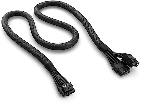 NZXT 12VHPWR Adapter Cable PSU - 12+4 Pin (16-Pin) 12HVPWR to Dual 8-Pin PCIe-For NVIDIA 40 Series Graphics Cards with Existing ATX 2.X Power Supplies (PA-xG1BB)- Rated Power 600 Watt - Black
