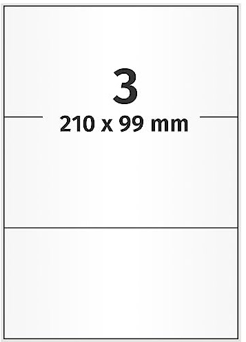 Labelident Laser-Etiketten 210 x 99 mm weiß - 3 Etiketten pro A4-Bogen - 1.500 Etiketten (500 DIN A4 Bögen) geeignet für Laser- & Inkjetdrucker