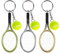 EQLEF Tennis Schlüsselanhänger, 3-teilige Mini Tennis Ball Schlüsselanhänger Sport Schlüsselanhänger Kreative Metall Schlüsselanhänger für Kinder Tennis Liebhaber