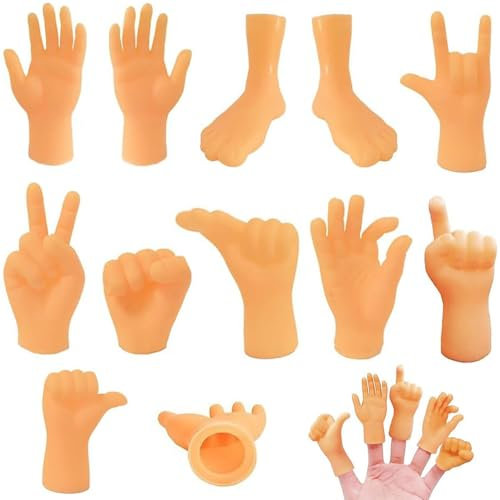 12 Stück Kleine Hände Fingerpuppen,Mini Fingerpuppen,Mini Finger Hände,Kleine Finger Hände,Mini Hände,Tiny Hands Set,Fingerpuppen Gummi