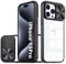 LIUKM Cover per iPhone 15 Pro Custodia, Scorrevole Protezione Fotocamera Ultra Sottile Leggero Hard PC Back Cover e TPU Bumper Protettiva Case [Antiurto Antiscivolo AntiGraffio] - Nero